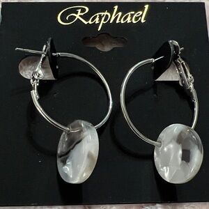 3/$18 Raphael Silver Hoop Earrings with Marble Accents Lot 3031